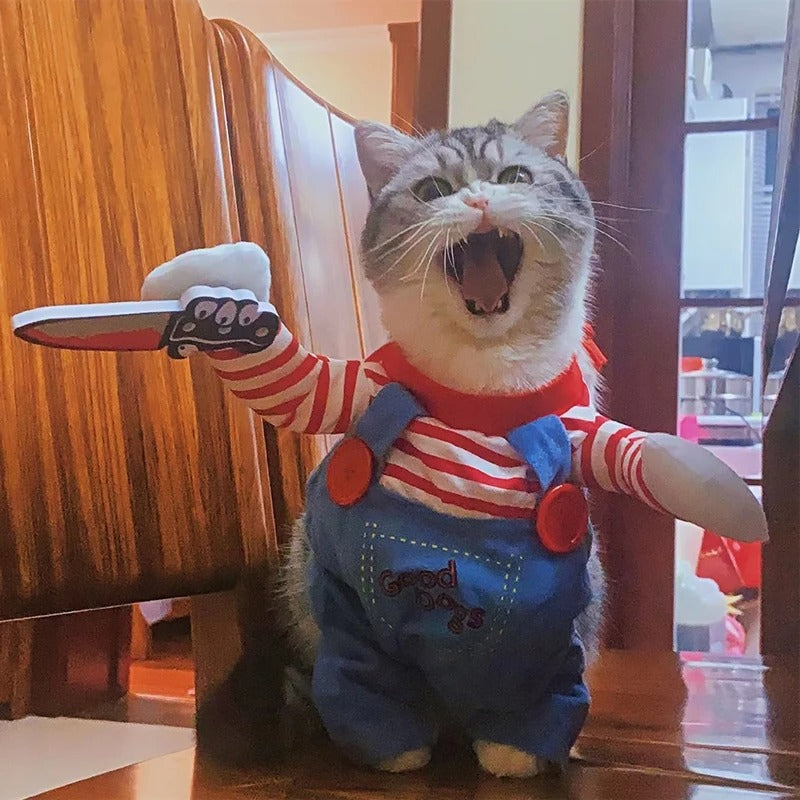 Déguisement pour Chat tueur en série avec bouche ouverte