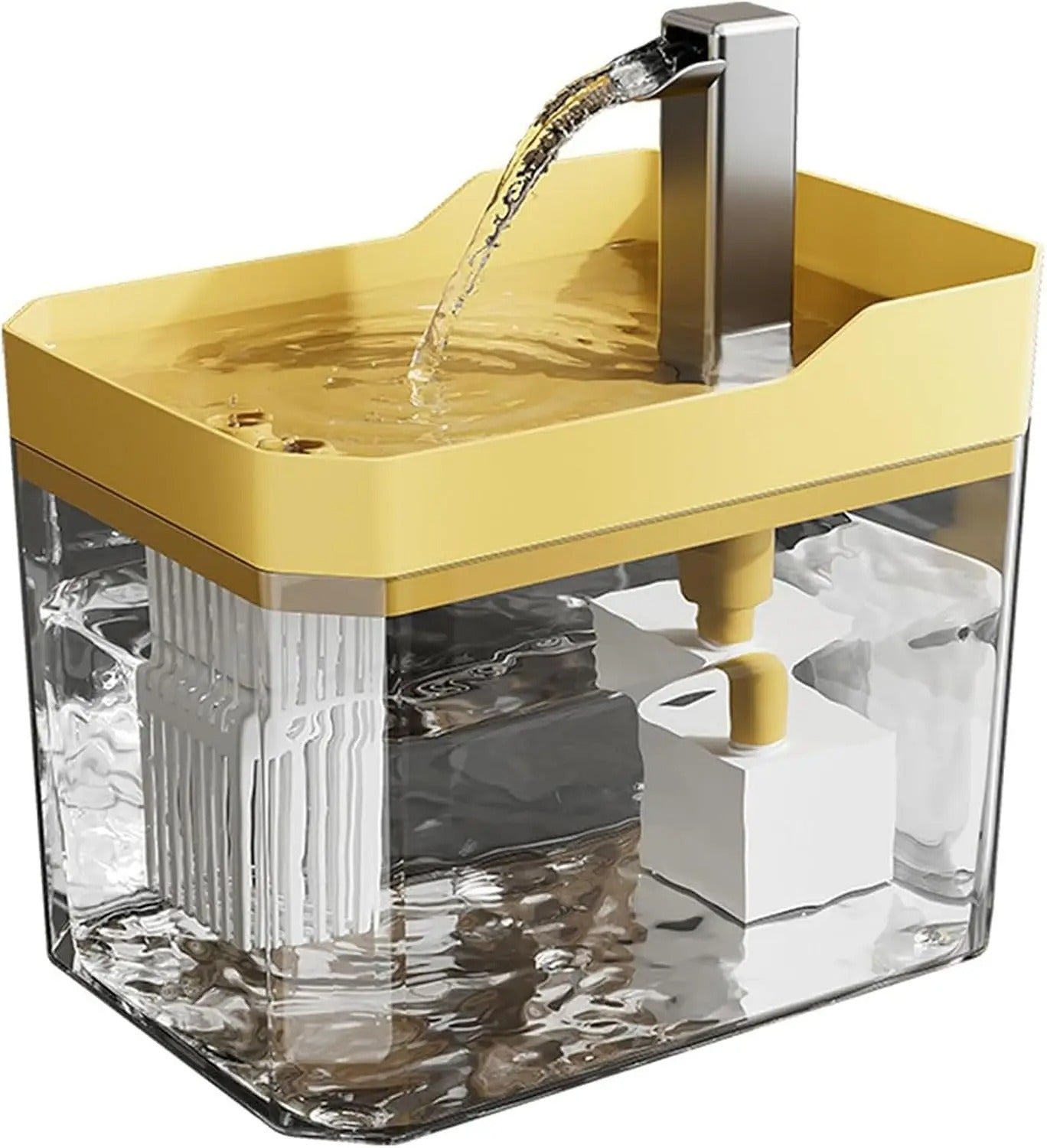 Fontaine a Eau pour Chat jaune fond blanc