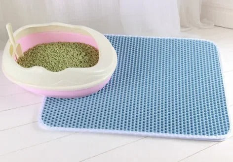 Tapis chat litière bleu