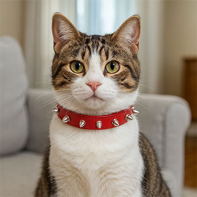 Collier Chat rouge vue de face