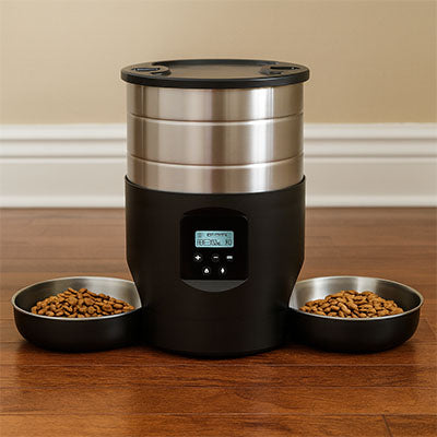 Distributeur de croquettes pour chat noir type bouton