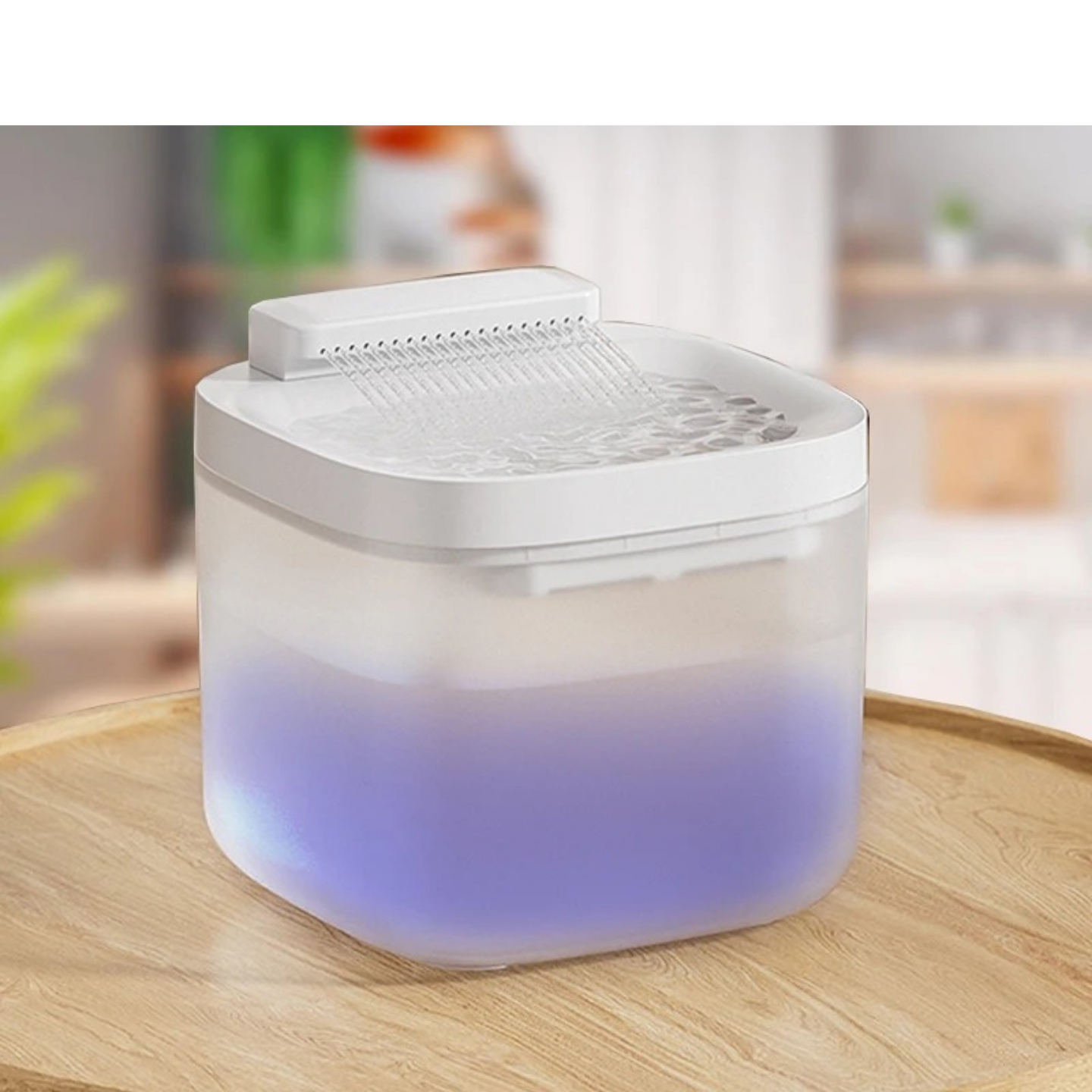 Fontaine eau chat blanc version amélioré sur table