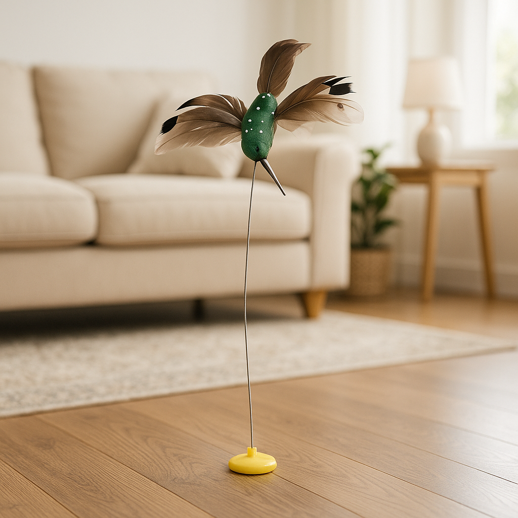 Jouet chat oiseau colibris vert remplacement sans support