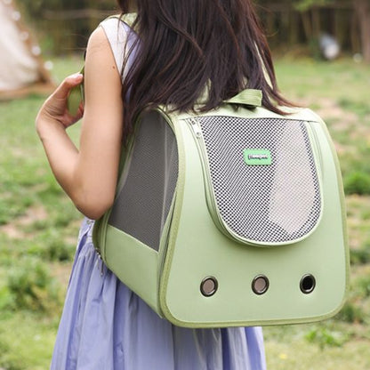 Sac a dos chat avec trois trou de couleur vert