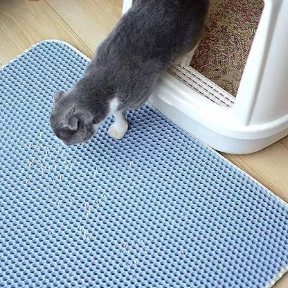 Tapis chat litière bleu chat sort