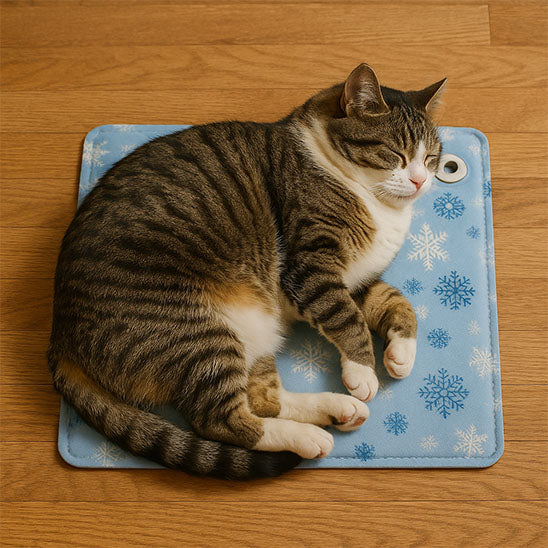 Tapis rafraichissant Chat bleu pale chat dort