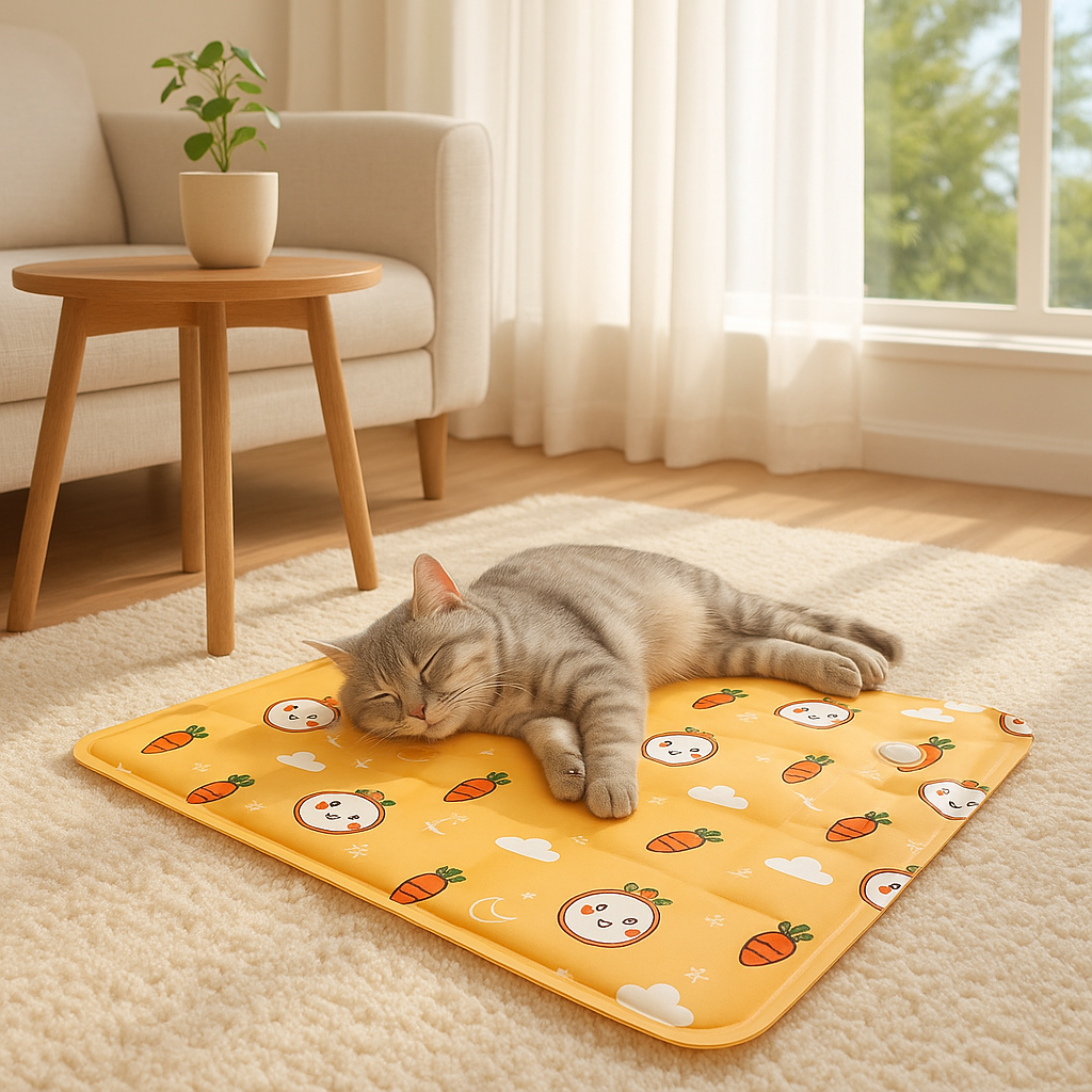 Tapis rafraichissant Chat dort sur dessus