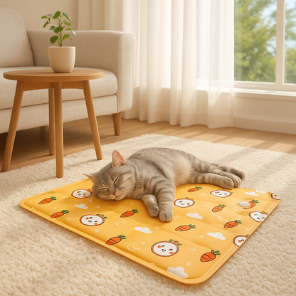 Tapis rafraichissant Chat dort sur dessus