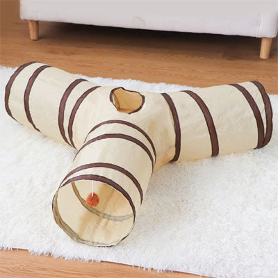 Tunnel pour chat trois raye tapis